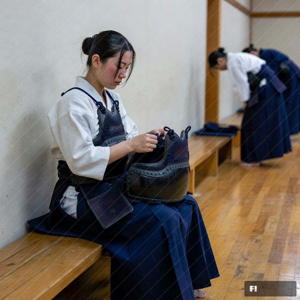 剣道道場 — 稽古後の夜