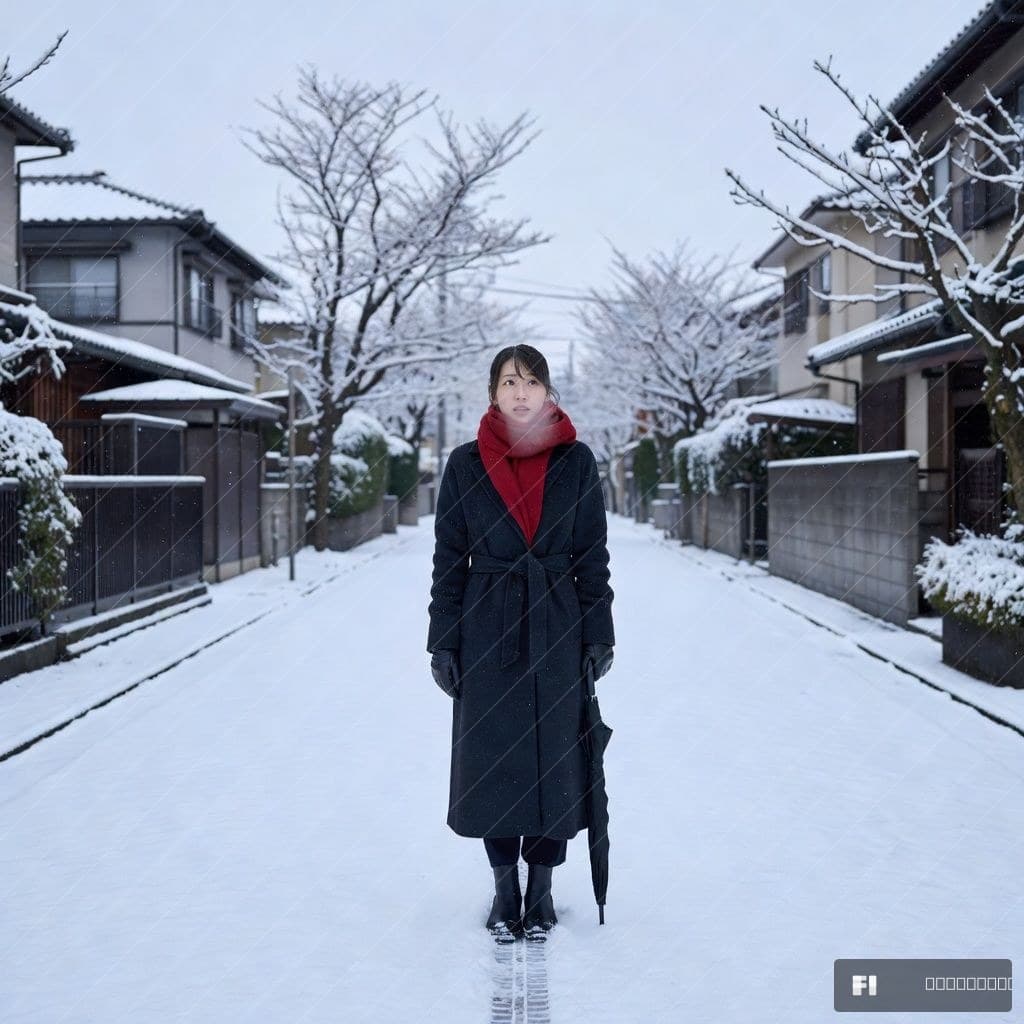 初雪の朝 — 西荻窪の住宅路地