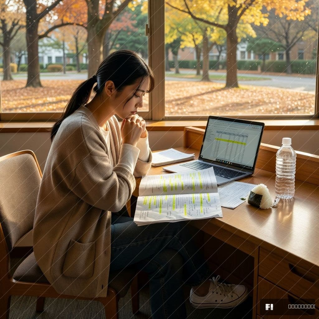 大学図書館 — 黄昏の自習