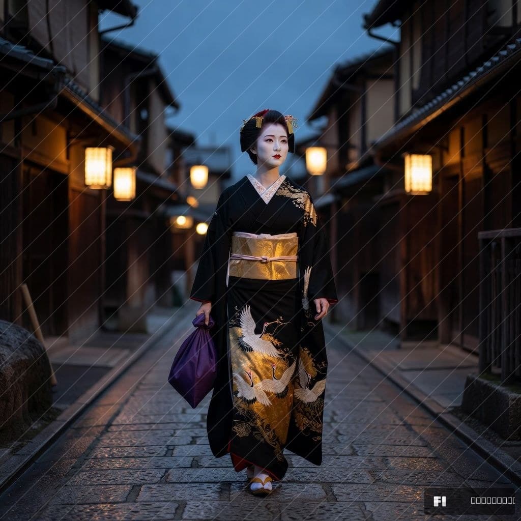 祇園・宮川町の夕暮れ — 芸妓の夜道