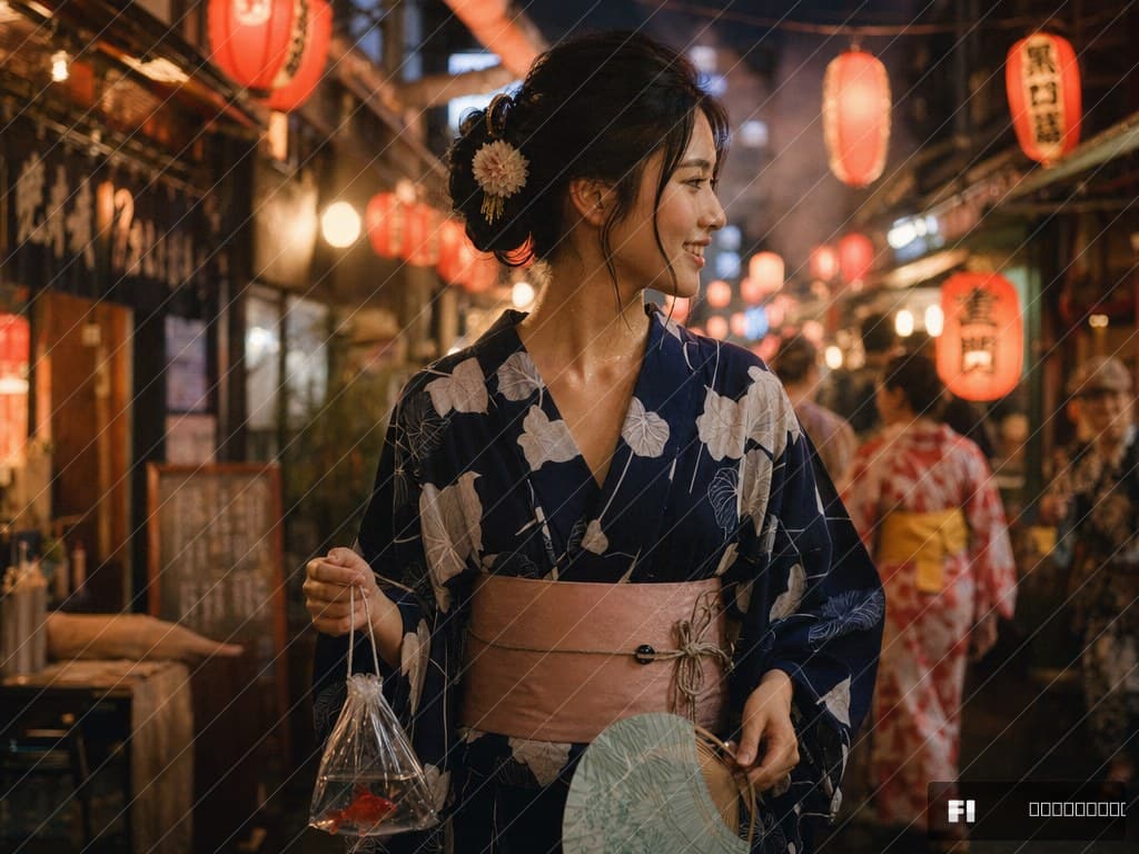 夏祭り浴衣 — 提灯夜市